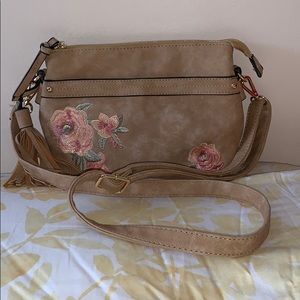 Francesca’s Tan and Floral Cross Body Bag